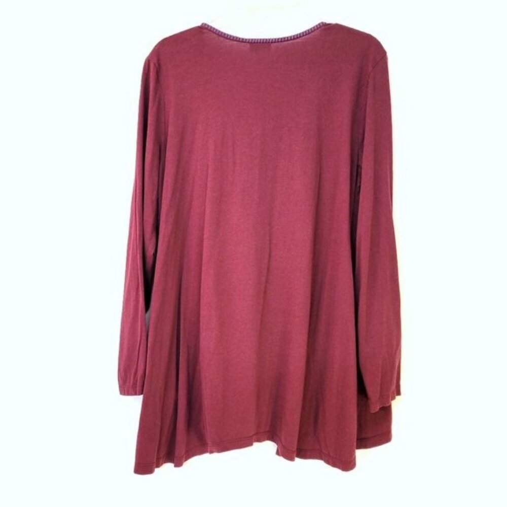 LOGO by Lori Goldstein Jersey Knit Embroidered Open Front Cardigan - Picture 4 of 4
